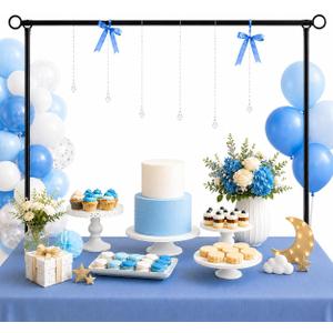 Over The Table Rod Stand with Clamps Adjustable 29"-42" Tall 28"-98" Length, Table Arch Stand, Metal Balloon Arch Kit for Birthday Wedding Baby Shower Halloween Christmas Decorations