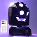 Moving Head DJ Light Party RGBW LED Beam Lights DMX 512 Strobe Light with Sound Activated 360Rotation Stage Lighting Equipment for Events DJ KTV Disco Wedding Concert Festival