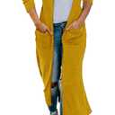 HZSONNE Women's Boho Long Casual Cardigan Long Sleeve Button Down Front Pocket Knitted Sweater Blouses (Yellow, XX-Large)