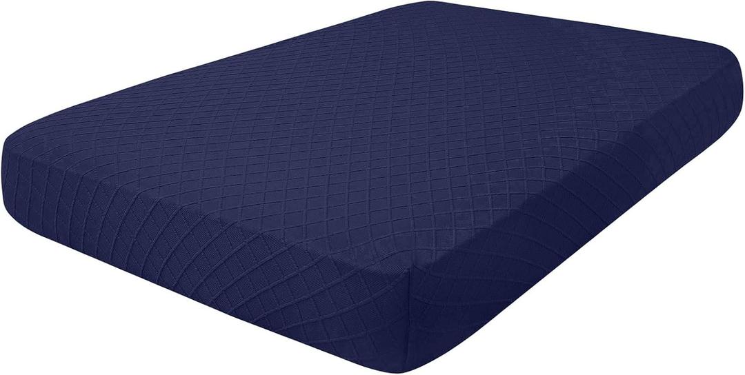 hyha Outdoor Couch Cushion Covers, Sectional Couch Sofa Covers Washable, Jacquard Diamond Lattice, Stretch Sofa Seat Cushion Cover for Indoor/Outdoor Patio Furniture (1 Piece for Medium, Navy)