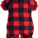 Topbuti Pet Christmas Pajamas Red Black Buffalo Plaid Jumpsuit Dog Cat Soft Winter Clothes Puppy Doggie Checkered Sweater Apparel (L)