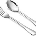 ELLERT 12 Pcs Forks and Spoons set,18/10 Stainless Steel Silverware set, Mirror Polished, Dishwasher Safe - 6 Salad Forks(7.3 inch)+6 Dinner spoons(7.3 inch)