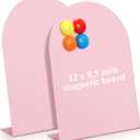 Shimeyao 2 Pcs Pink Magnetic Bulletin Board for Tabletops with 8 Magnets 12 x 8.5 Inch Memo Display Easel Stand for Home Office School Kitchen Table Supplies (Arched)
