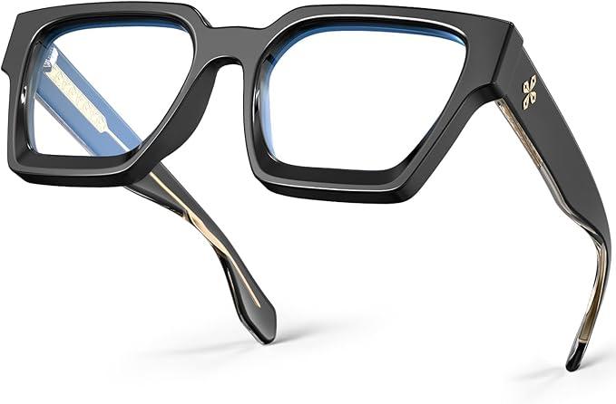 VISOONE 1Pack Blue Light Blocking Glasses Rectangle Frame and Chic Preppy Look for Women Men RIVER