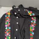 Mexican Shirts for Men Guayabera Embroidered Traditional Fiesta Button Up Collared Short Sleeve Shirt, Black, M