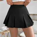 WDIRARA Women's High Waisted Pleated Skirt Skater A Line Mini Uniform Skirt, L