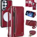 BLISLIAR Wallet Case for Samsung Galaxy S26 Ultra with Card Holder/Crossbody Wallet/Strap| RFID Blocking | Magnetic | Kickstand | Detachable | PU Leather Case for Galaxy S26 Ultra,6.9 in,Wine Red