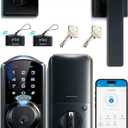 Veise VE07-L Fingerprint Smart Locks for Front Door with Zinc Alloy Handle Set, App Control, Keyless Entry, Electronic Digital Keypad Deadbolt, Auto Lock, Waterproof, Easy to Install, Matte Black