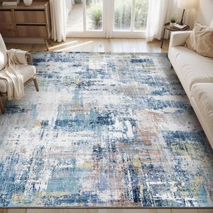 Area Rugs for Living Room Rug 8x10 Bedroom Rug Washable Carpet for Bedroom Abstract Modern for Dining Room Office Low Pile Contemporary Non Slip Colorful