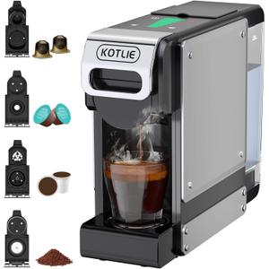 KOTLIE Single Service Coffee Maker for K*cup/Dol*e Gu*to/Ne*presso Original and Ground Coffe,34 oz,7 Water Levels,Compact Coffee Maker,ST-550 (Black)