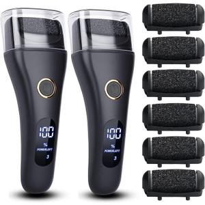 2 Pack Electric Foot File Callus Remover for Feet - Larger Grinding Head&3Speed, Pedicure Kit Foot Scrubber Dead Skin Callus Remover, Foot Care Kit Pedicure Tools for Callus Hardskin Dry Cracks