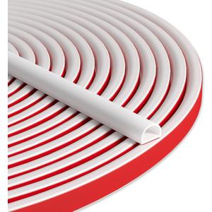 20 FT Weather Stripping Door Seal - Self Adhesive Weather Insulation Strip Weatherstripping Silicone D Shaped Seal Strip for Door Frame Gap Filler/Window Soundproofing (White)