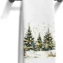 Christmas Winter Kitchen Towels,Merry Christmas Tree Dish Towels,Christmas Winter Forest Decorative Dish Towel Hand Towels for Kitchen Bathroom 16x24 Inch (Color-15)