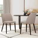 COLAMY Upholstered Dining Chairs Set of 2, Fabric Dining Room Kitchen Chairs with Padded Seat and Wood Legs for Restaurant/Cafe, Camel