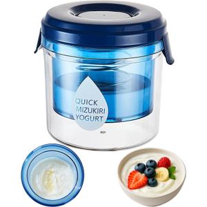 Greek Yogurt Strainer with Lid, Greek Yogurt Milk Filter, Food Strainer, Greek Yogurt Strainer with Stainless Steel Fine Mesh Bag for Yogurt, Soybean Milk, Kefir, Berries, Fruit Juice (1PACK)