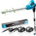 SEESII 20V Pole Hedge Trimmer Cordless, 8.5 FT Reach, Dual 4.0Ah Batteries | 16" Dual-Action Blade, 5/8" Cut Capacity, 135 6-Position Head, 7-8.5 FT Extension Pole for Tall Hedges, Shoulder Strap