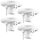 4 Pack Porcelain Light Socket with Outlet and Pull Chain Light Fixture, Bulb Socket with Grounded Outlet, E27/e26 Base, Porcelain Box Mount for Indoor Garage Closet Lighting