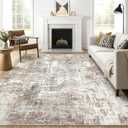 8x10 Area Rugs Living Room: Washable Large Abstract Modern Soft Rug Stain Resistant Indoor Floor Non Slip Accent Carpet for Bedroom Nursery Playroom Dining Room Office Dorm Home House- Brown