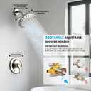 Brushed Nickel Shower Faucet Set, EMBATHER Shower Fixtures with 6 Inch Rainfall Shower Head, Single Handle Control Shower Valve and Trim Kit