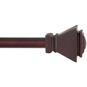 Kenney KN75646 Iverson Square End Standard Decorative Window Curtain Rod, 90-130" Adjustable Length, Espresso Finish, 5/8" Diameter Steel Tube
