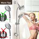 Handheld Showerhead & Rain Shower Combo for Easy Reach, 27.5" Drill-free Stainless Steel Slide Bar, 5of 5-setting Handheld Shower and Showerhead, with 5ft Hose - Polished Chrome