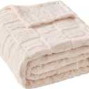 Bunny Checkered Throw Blankets, Soft Warm Blankets for Lover Women Men Friends Gifts Pets, Lightweight Fuzzy Blanket for Couch Sofa Bed Travel and Camping (Beige,90"x108"), King