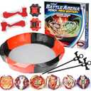 Nuffunx Bay Blade 17.8 Inch Large Stadium with 6 Burst Spinning Tops Launcher Set for Kids Ages 6+,Christmas and Birthday Gifts for Kids