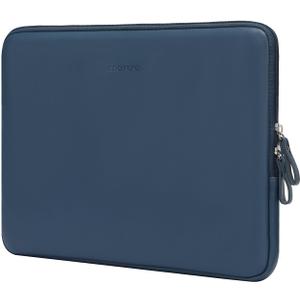 MOSISO Laptop Sleeve Bag 13 inch Compatible with MacBook Air 13.6 inch 2025-2022 M4 M3 M2/Air 13 inch 2022-2018 M1/Pro 13 2025-2016 M2 M1, PU Leather Padded Bag Waterproof Case, Peacock Blue