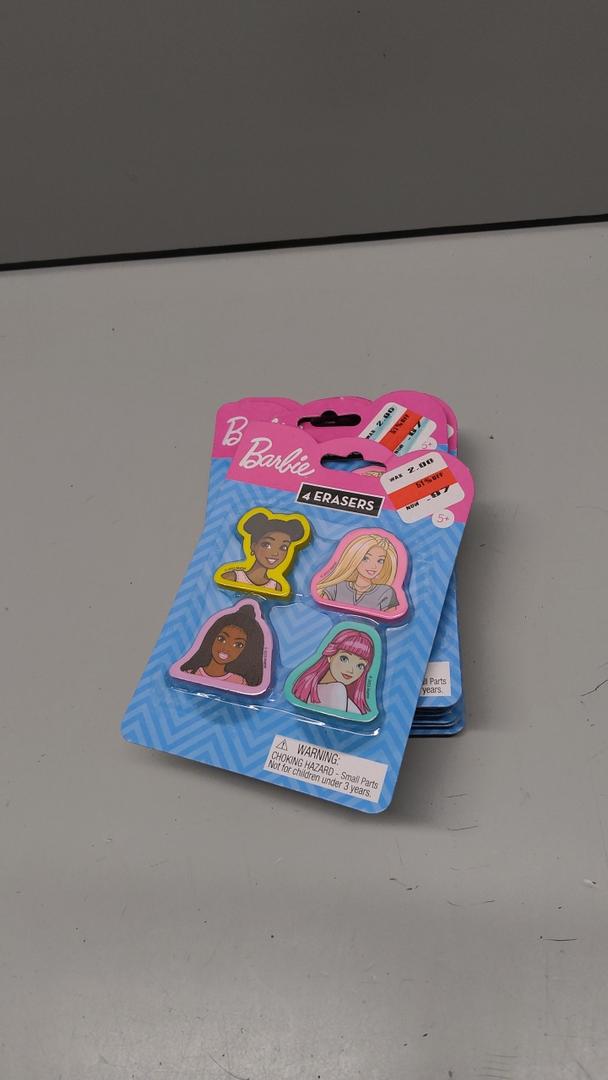 4 Barbie Erasers Pack of 9  Barbie Eraser Set  Accessories Non-Toxic Eraser