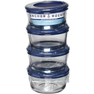 Generic Glass Food Storage Containers with Lids, 1 Cup Round, Set of 4, Clear