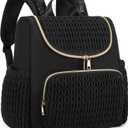Lightweight Diaper Bag Backpack with Stroller Clips, Insulated Pockets, Baby Shower Essentials (Fashion, Black-lightgold)