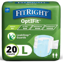FitRight Adult Diapers, Ultra Heavy Absorbency, L (Waist Size 44in-56in), 80 Count, OptiFit Incontinence Briefs for Men and Women, Disposable, Moisture-Wicking, Leak Protection, Pack of 4
