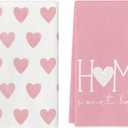 Artoid Mode Pink Heart Love Home Sweet Home Mother's Day Kitchen Towels Dish Towels, 18x26 Inch Anniversary Wedding Decoration Hand Towels Set of 2