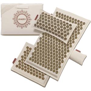 UNMERA Acupressure Mat and Pillow Set,Natural Premium Linen & Coconut Fiber Filling,for Back/Neck Pain Relief, Sciatic, Headache and Muscle Relaxation, Comes with Carrying Bag