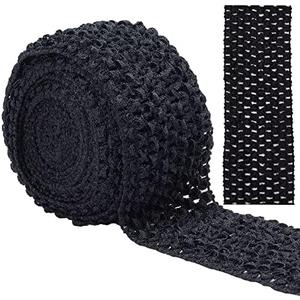 GORGECRAFT 5.5 Yards 2.8" Wide Elastic Crochet Headband Ribbon Crochet Stretch Trim Fabric for Hair Accessories Tube Top, Black