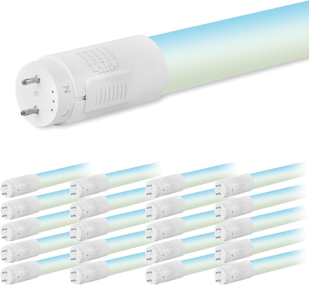 hykolity 20 Pack T8 LED Bulbs 4 Foot, 5CCT 3000-6500K,18W, 2300LM,Type B