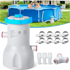 800 GPH Above Ground Pool Pump, Energy-Saving Cartridge Pool Filter Pump | Dual Action: Accelerate Water Flow & Capture Debris Quickly - Improve Water Clarity | Easy to Set Up - Blue