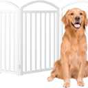 SNUOWU 3 Panles Full Matel Freestanding Dog Gates, 72" Extra Wide 32" Tall Free Standing Dog Pet Gate for Indoor & Outdoor. Foldable Pet Fences for Doorways, House, Stairs, Porch, Deck, Yard