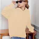 Girl's Bow Camo Graphic Hoodies Long Sleeve Hooded Sweatshirt Preppy Cute Pullover Tops (Apricot)