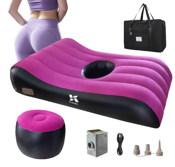 BBL Bed After Surgery for Sleeping with Hole  Brazilian Butt Lift PostOperation Inflatable Mattress, Thick Flocking and Builtin Electric Pump, Waterproof Medical Sleep Material with Carrying Bag
