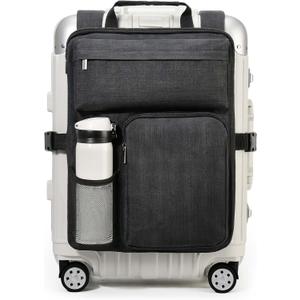 BS-VOG Over Luggage Organizer for Suitcase, Luggage Harness with Cup Holder, Portable Travel Backpack with Adjustable Straps, Hanging Suitcase Organizer for 16" Laptop, Passport