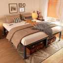 PRAISUN 4000LBS King Bed Frame with Charging Station, 18 inch Bedframe