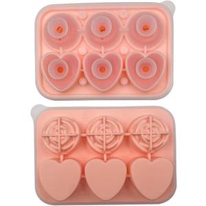Ice Cube Tray, 6 Cavity Silicone Sphere Ice Ball Maker with Lid Reusable 3 Heart & 3 Rose Ice Cube Maker for Whiskey, Cocktails, Bourbon, Juice