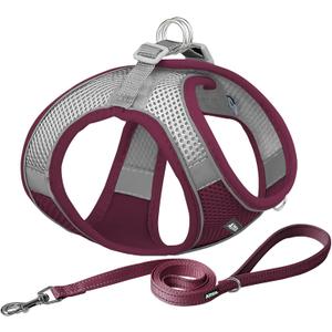 AIITLE Dog Harness, Christmas No-Pull Cat Harness with a Leash, Adjustable Reflective Puppy Vest Harness Escape Proof, Outdoor Walking, Running for Extra Small Dogs and House Cats Burgundy XXXS (XXXS(Chest: 8.5 - 10"))