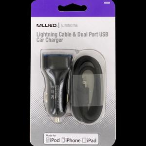 Allied Lightning Cable and Dual Port USB Car Charger