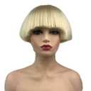 Aimole Short Yaki Straight Synthetic Wigs Blonde Mushroom Head Wig Bowl haircut Wigs Bob (#613)