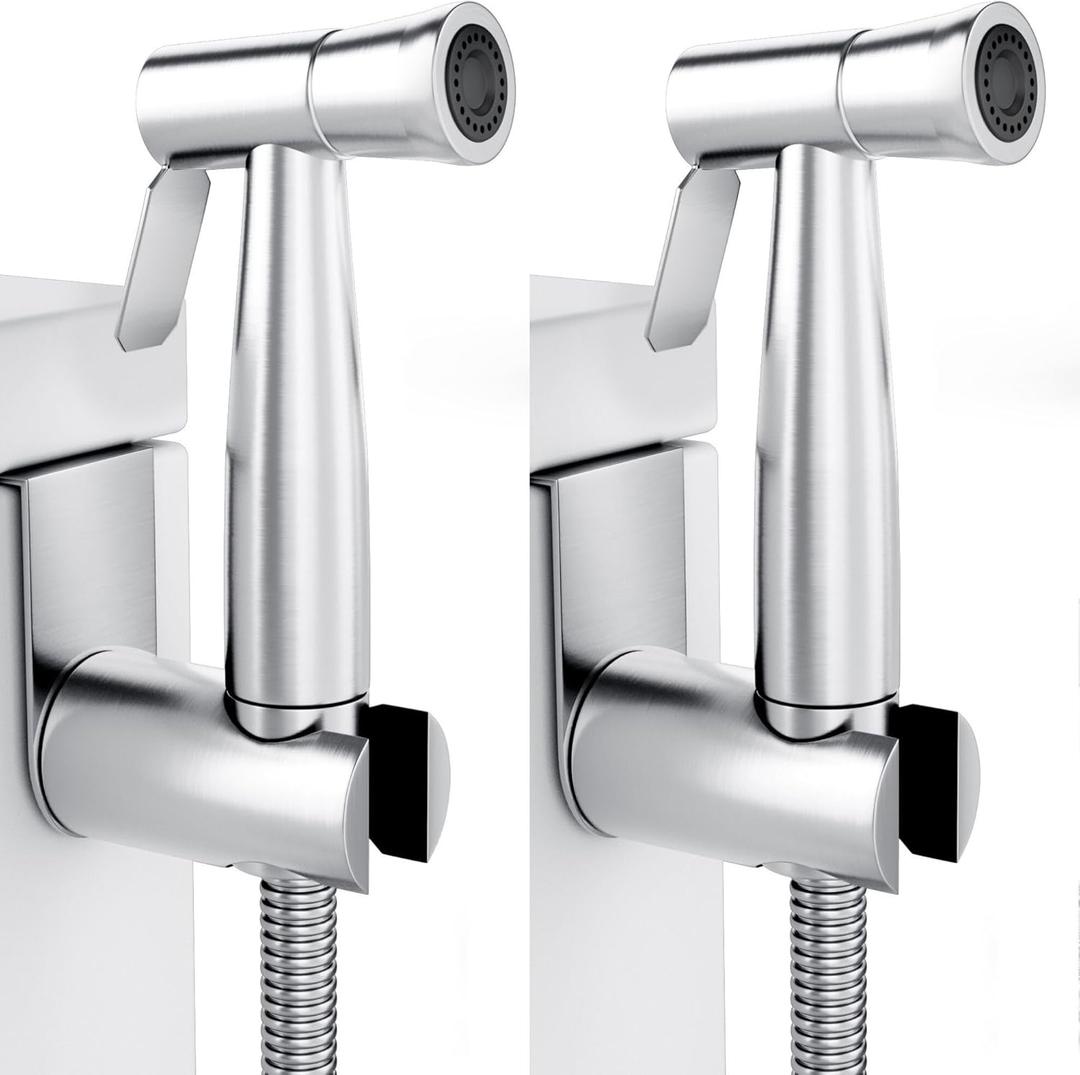 Purrfectzone 2 Pack Bidet Sprayer for Toilet, Handheld Bedet Shower Kit, Easy-to-Install Toilet Bidet Shattaf, Hand Held Stainless Steel Bedet with Adjustable Flow, handheld Cloth Diaper set