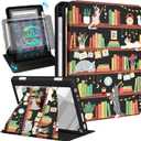 Kidcube for Kindle Fire HD 8/8 Plus Tablet Case - 10th/12th Generation (2020/2022) 8" Women Girl Folio Cover with Pencil Holder Cute Cartoon Cat Kawaii Rotating Stand Cases for Amazon Fire HD 8/8 Plus