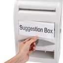 Amazon Basics ABS Suggestion Box with Lock and Key, Ballot Box for Voting, 8.2" x 4.7" x 11.3", Non-clear White