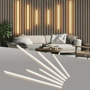 LED Wall Panel Lights,Wood Slat Wall Panel LED Strip Light,3000K Touchable Switch Dimmable LED Strip Aluminum Channel Light for Living Room Bedroom Bathroom Stairs (Silver-6PCS)